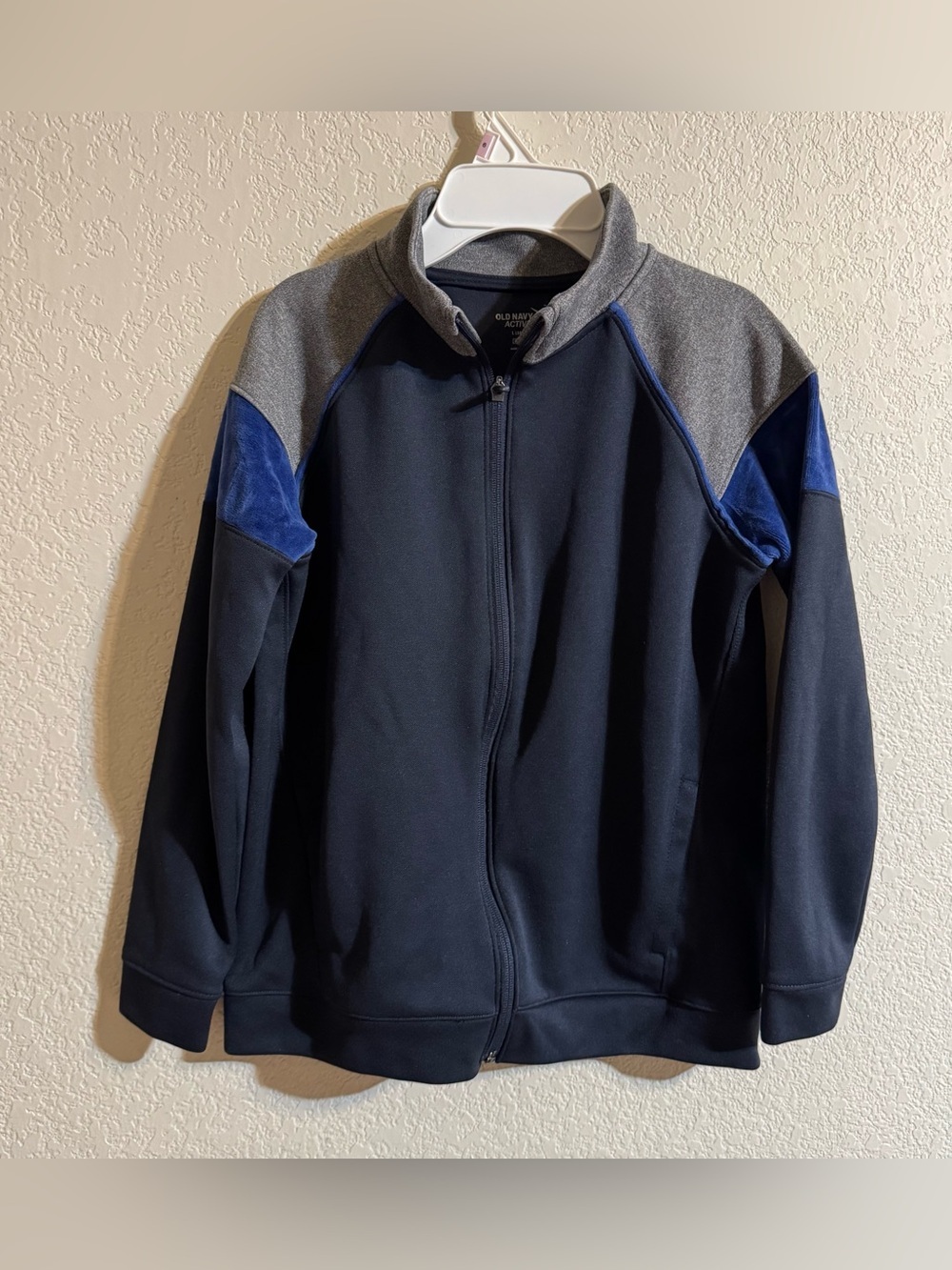 Old Navy Active Go-Dry Color-Block Velour-Trim Track Jacket Full Zip L 10-12